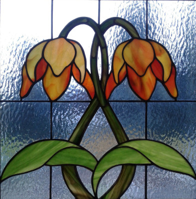 Two Drooping Art Nouveau Flowers